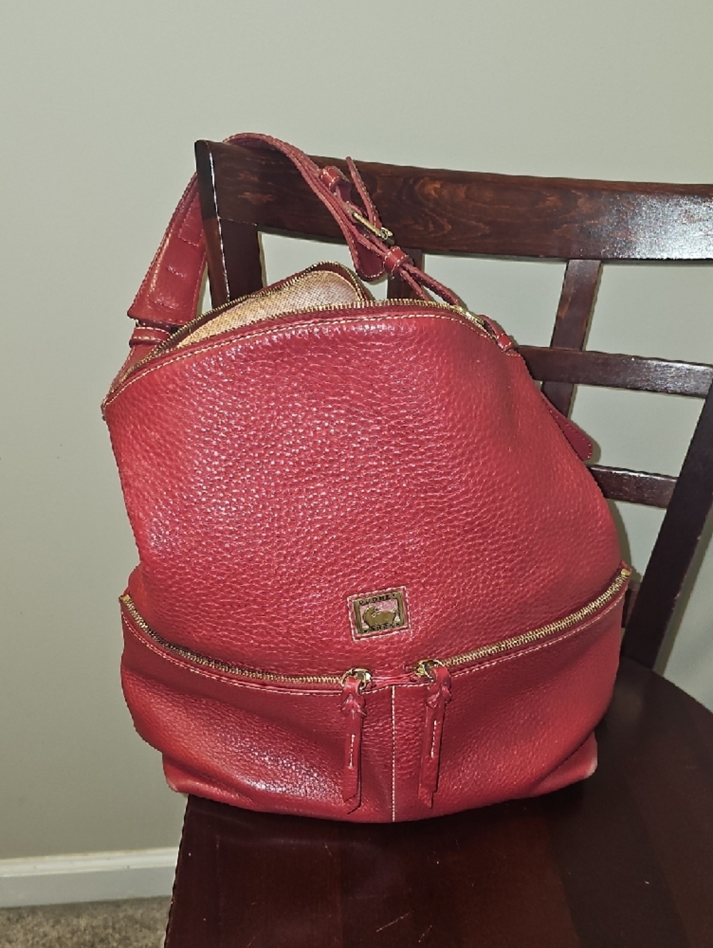 Dooney & Bourke Red Pebbled Leather Shoulder Bag